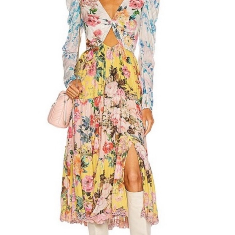 HEMANT & NANDITA Vibrant Floral Long Sleeve Dress